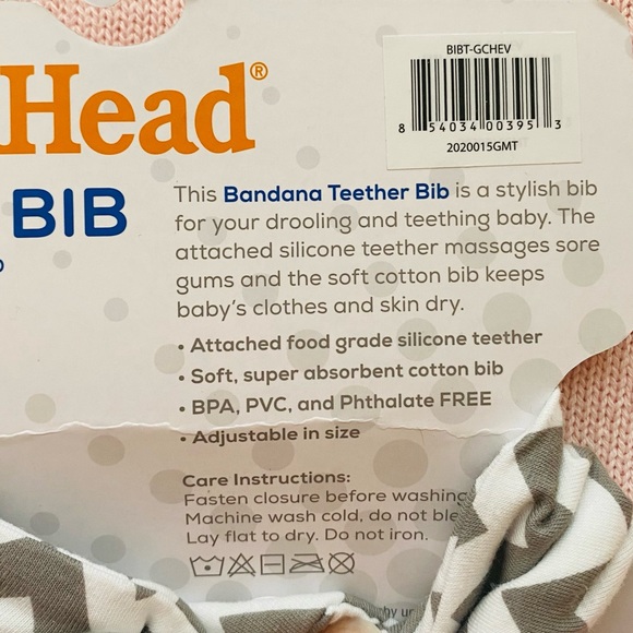 BooginHead Unisex Grey/White Chevron Teether Bib - Picture 13 of 13